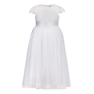 Girls' white lace bodice dress